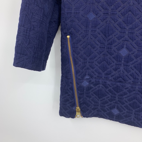 J.Crew womens 2 top blouse Matelasse Zip Vivid Ink - Picture 2 of 5
